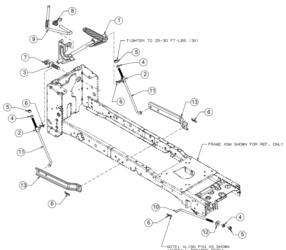 Deck Lift Diagram and Parts List for (13AQA2CA009)(2017) Cub Cadet Lawn Tractor